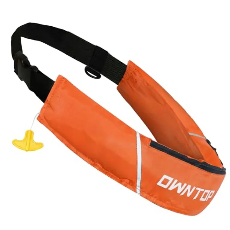 

Manual Inflatable Belt Pack Adults Swim Jacket with Blowpipe and Whistle 24g CO2 Cylinder Included Low Profile for Kayaking Fis