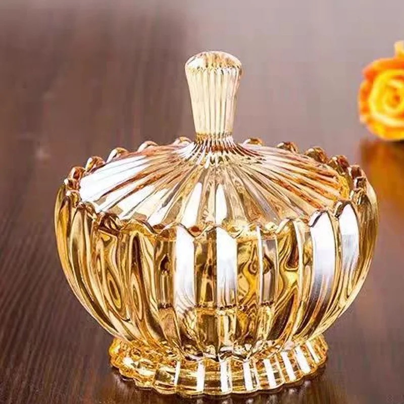 

Crystal Glass European Style Living Room Coffee Table Fruit Plate Snack with Lid Candy Creative Dried Fruit Household Fruit Plat
