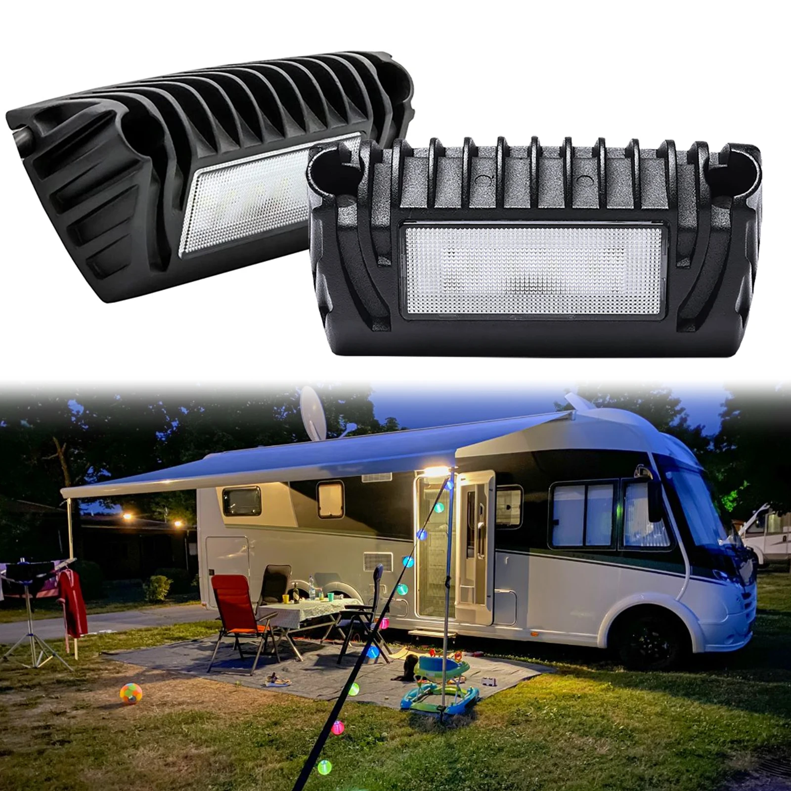 

2 Pieces RV Exterior LED Porch Utility Light 12V 750 Lumen Awning Lights Replacement Lighting For RVs Trailers Campers