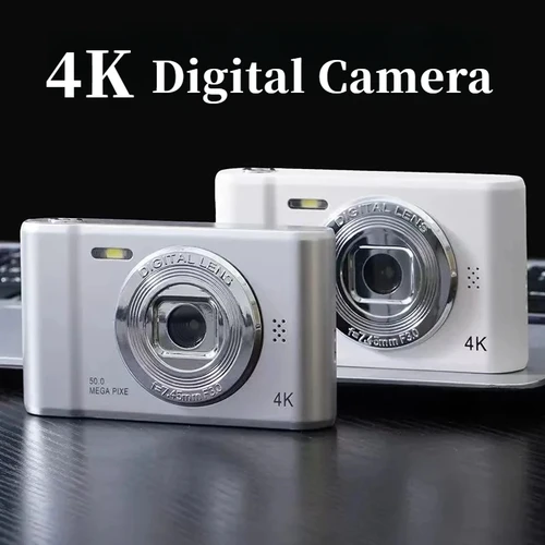 Cámara Digital 4K para viajes, cámara Selfie, 50 megapíxeles, fotografía con Zoom HD, pantalla de 2,4 pulgadas, nivel de entrada, Mini cámara Retro para Campus para niños