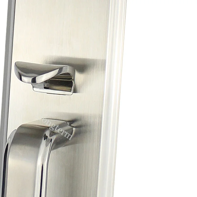 SUS304 Luxury High Quality Satin Security Door Lock Stainless Steel Door Handle Set with 87mm Lock Cylinder