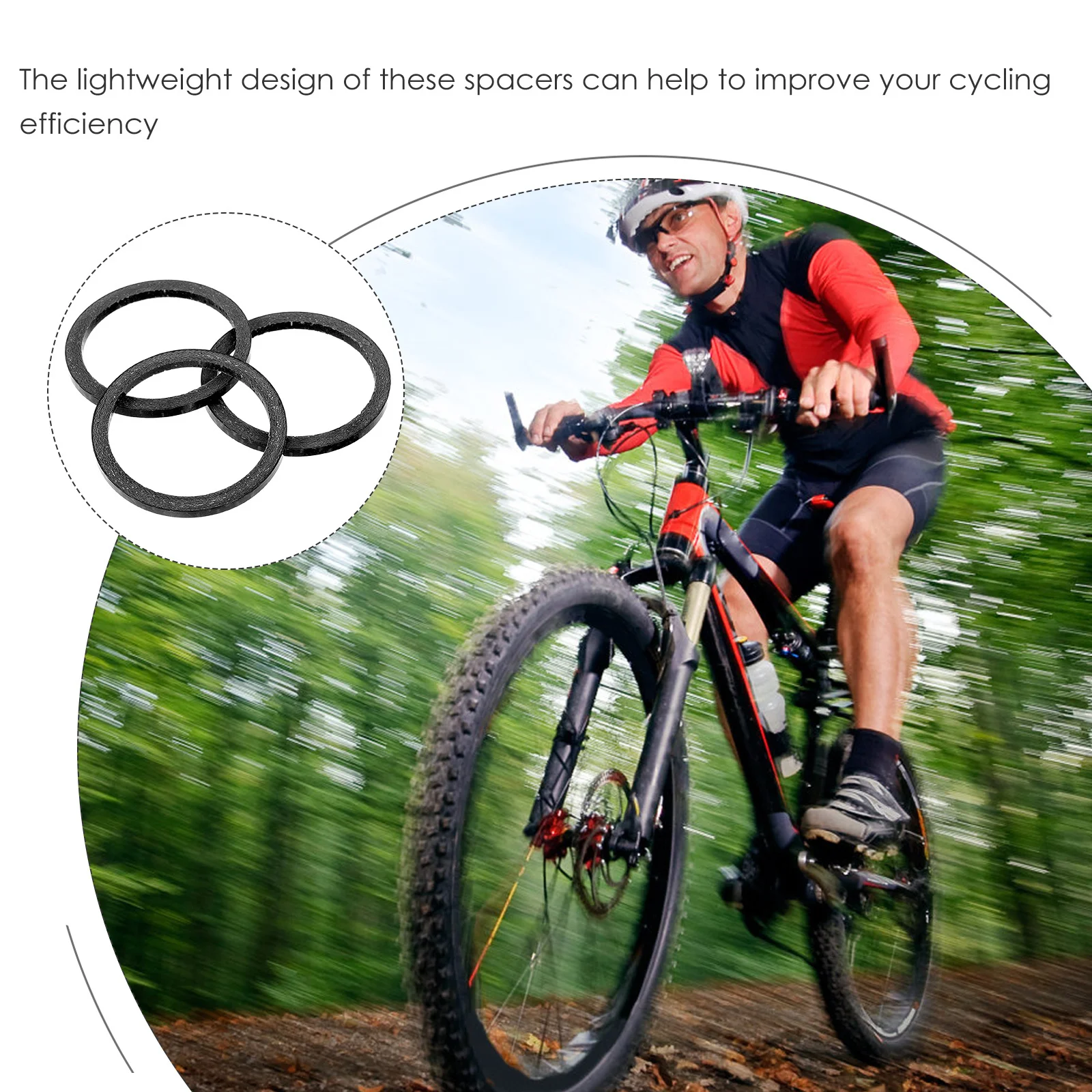 

3pcs Carbon Fiber Headset Spacers Lightweight Replaceable Bike Stem Spacer For Road Mountain Bicycle Washer Gasket Accessory