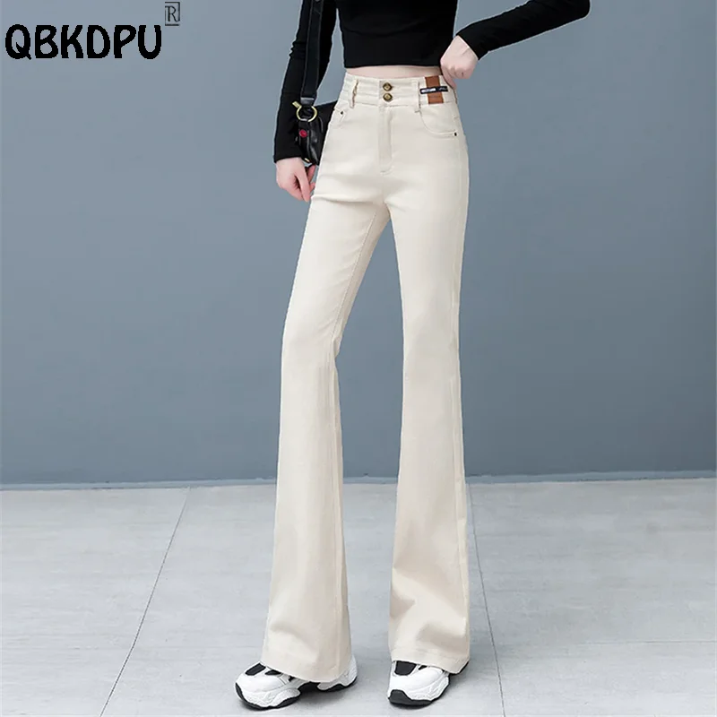 

High Waist Vintage Flare Jeans Women Spring Slim High Waist Denim Pants Korean Style Bell-Bottom Pantalones Skinny Vaqueros New