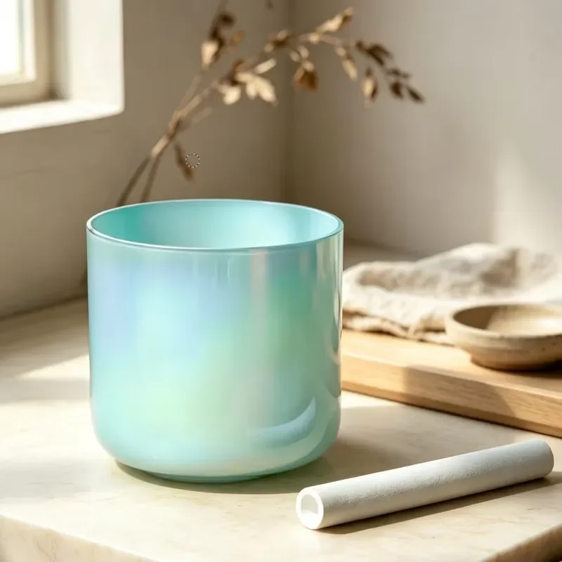 Alchemy Mint Green Universe Crystal Singing Bowl Chakra Healing Meditation Sound Therapy 99.99% Pure Crystal 440Hz/432Hz