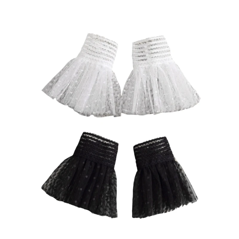 

Detachable Pleated Flare Sleeve False Cuffs White Black Pleated Wristband Decorative Women Wedding Dress Accessory T8NB