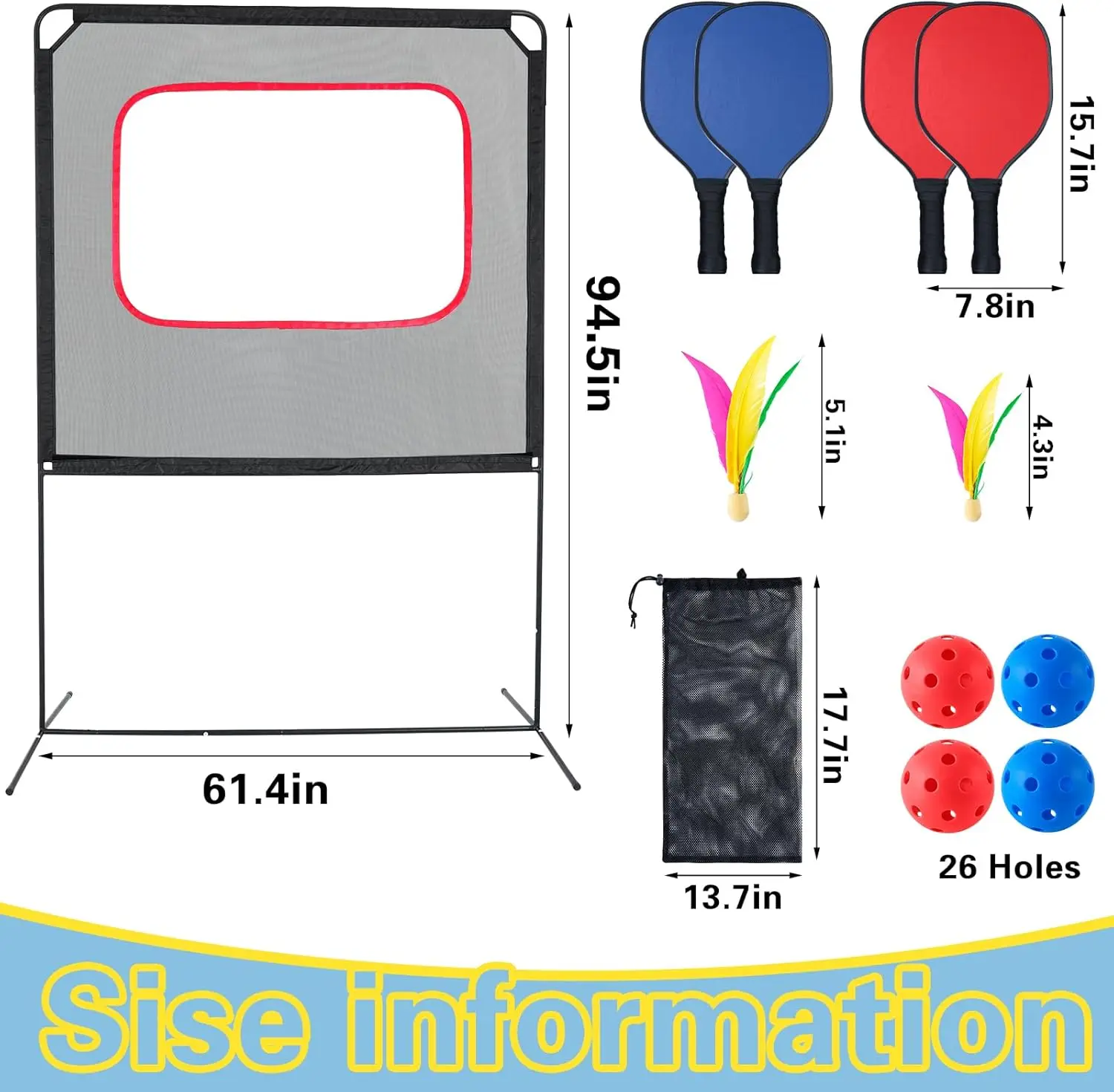 Portable Pickleball with Net, A Racket Game That Combines Pickleball, Badminton, and Tennis, Backyard Games Sport Outdoor