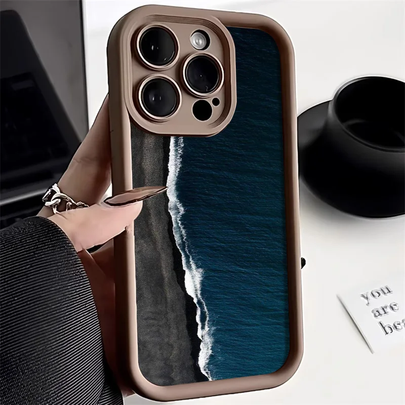 Sea Wave Soft Silicone Phone Case For iPhone 16 Pro Case for iPhone 11 17 13 12 14 15 Pro Max XR X 7 8 Plus SE Shockproof Cover