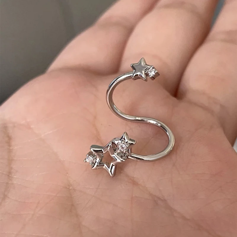 1PC Star Surround Planet Spiral Ear Bone Nail For Women New Fashion Silver Color Earrings Accessories