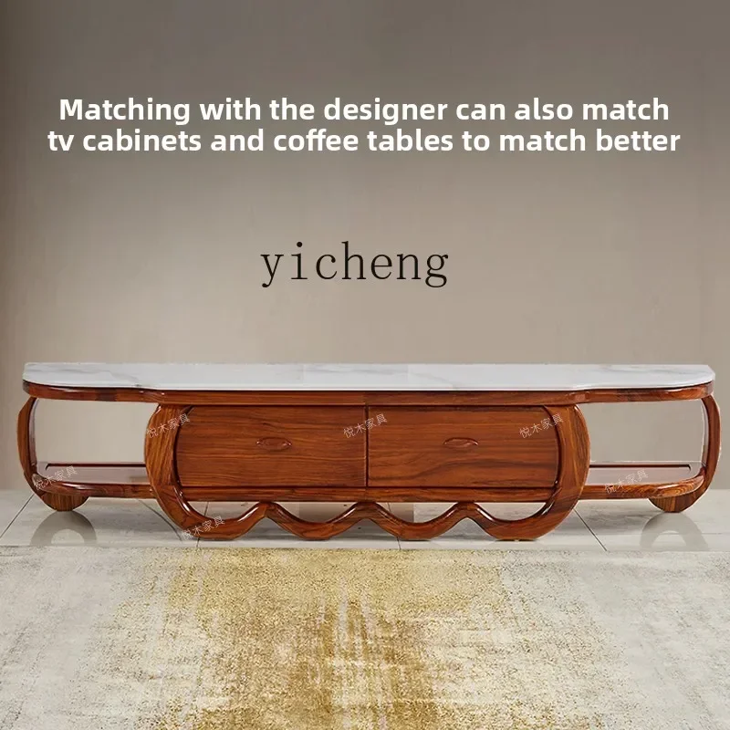 GZ-8 Ebony Wood Coffee Table Living Room Solid Wood TV Cabinet Storage Home Use