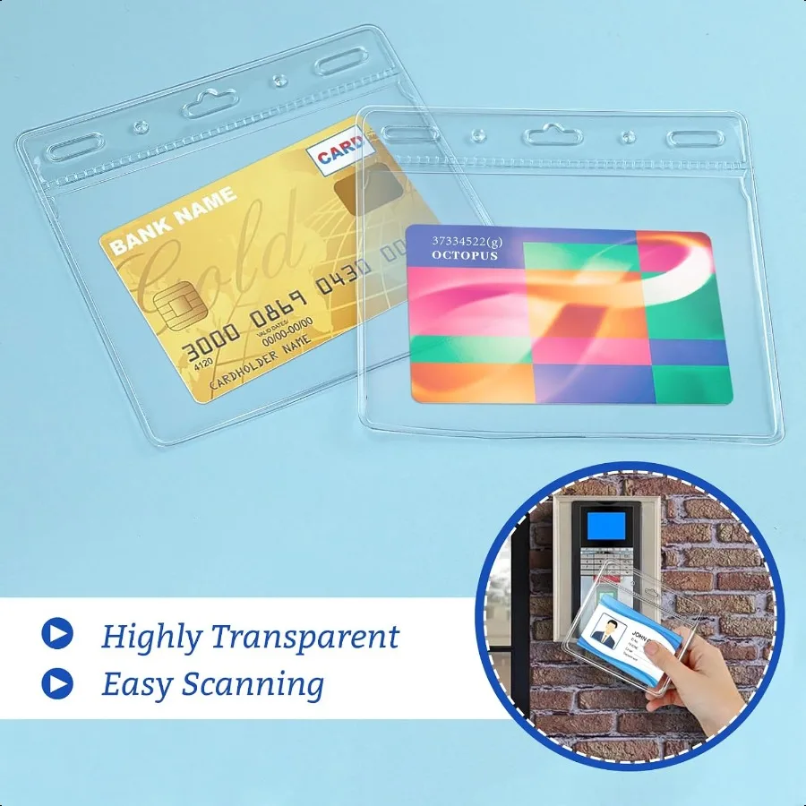 100 stuks kaartbeschermer ID-naambadgehouder 4 x 3 inch doorzichtig plastic horizontaal geen ritssluiting ID-kaarthouder
