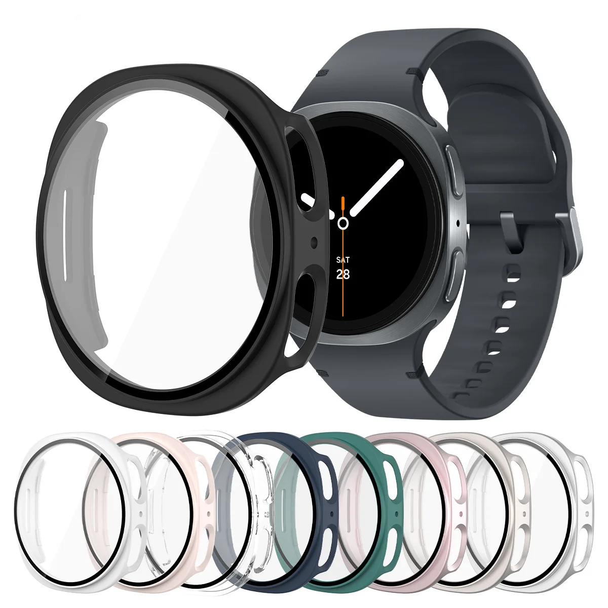 Watch Case for Samsung Galaxy Watch8 9 40/44mm accessories， Anti fall and scratch protective case with tempered glass