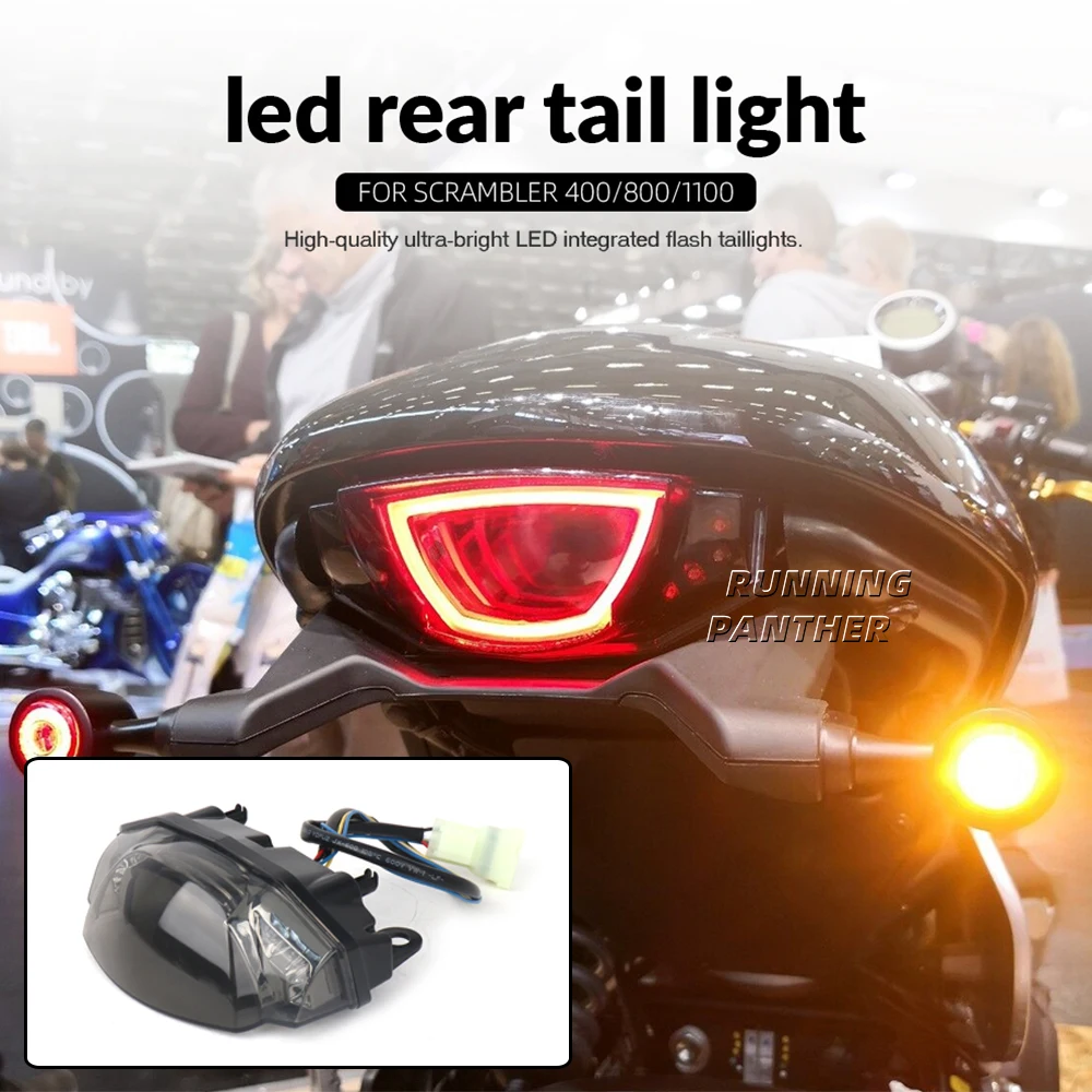 

New Motorcycle Accessories Rear Turn Signals LED Brake Tail Light For Ducati Scrambler 400 800 1100 Taillight Plug and Play