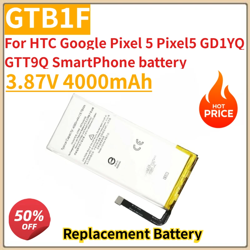 

High Quality New GTB1F Mobile Phone Battery 3.87V 4000mAh For HTC Google Pixel 5 Pixel5 GD1YQ GTT9Q SmartPhone battery