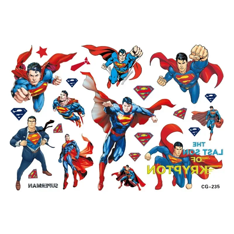 Superman Tattoo Stickers Temporary Tattoos for Kids Birthday Party Supplies Favors Cute Tattoos Stickers Decoration