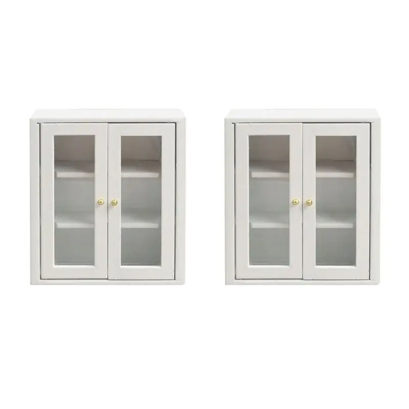 

ODIES-2X 1:12 кукольный домик миниатюрный белый настенный шкаф подвесной органайзер для хранения шкаф мебель для кукольного домика декор