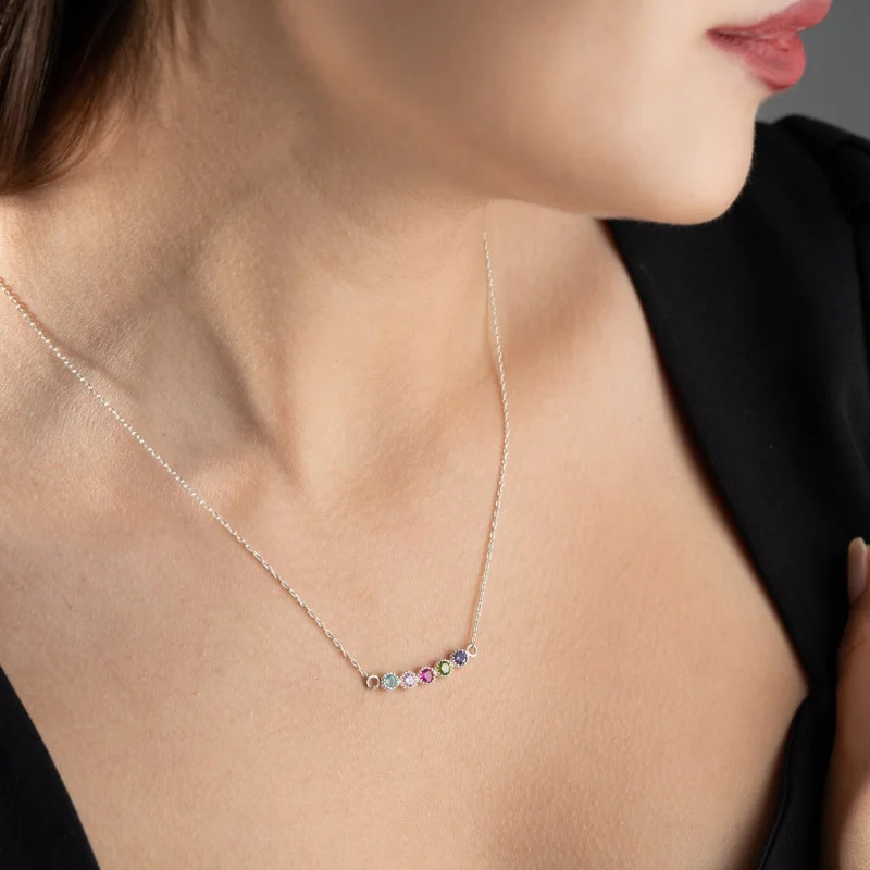 

12 Month Birthstone Necklace Personalized Colorful Gemstone Jewelry Gift for Women Girls Birthday Christmas Mother Day Present