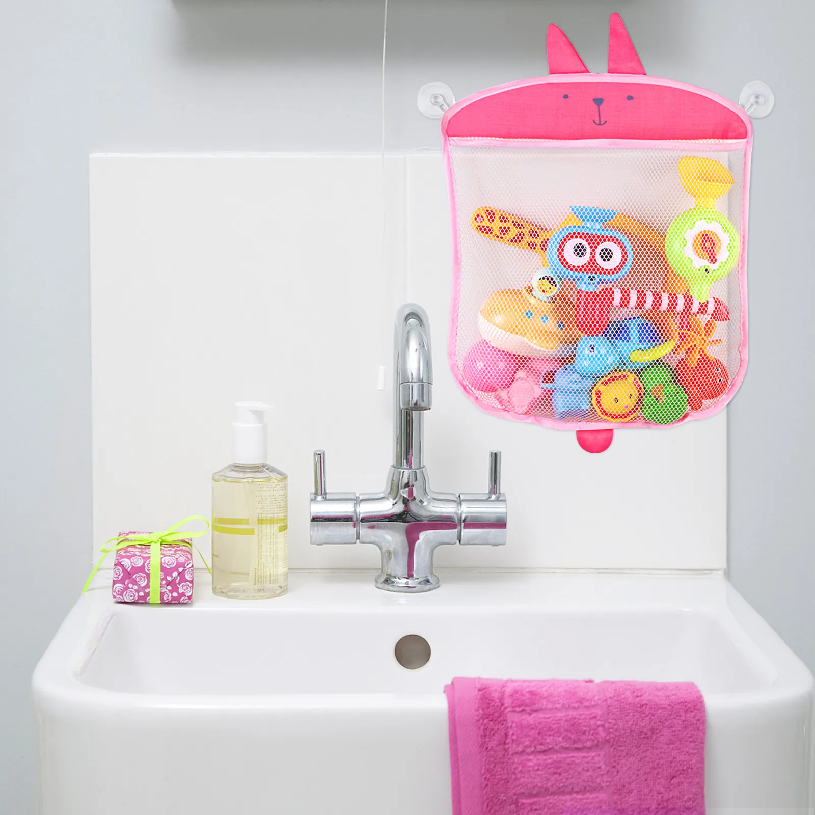 

Набор из 2-х мультяшных сетчатых подвесных настенных органайзеров для игрушек и ванных принадлежностей, дышащие, с дренажем для очистки