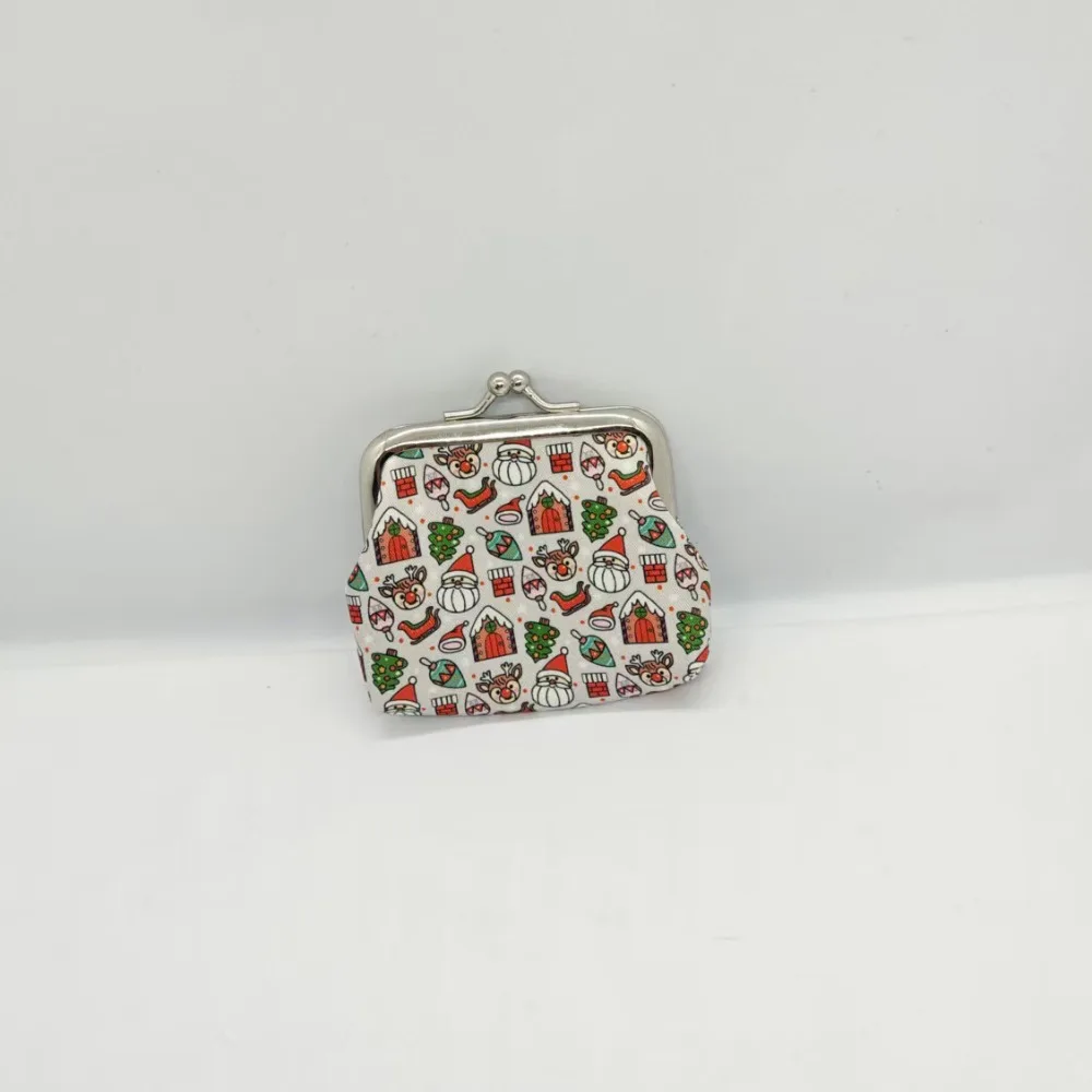 6PCS Creative Cartoon Design Key Pouch Christmas Series Clip Closure Mini Storage Bag Compact Size Coin Purse Gift Giving