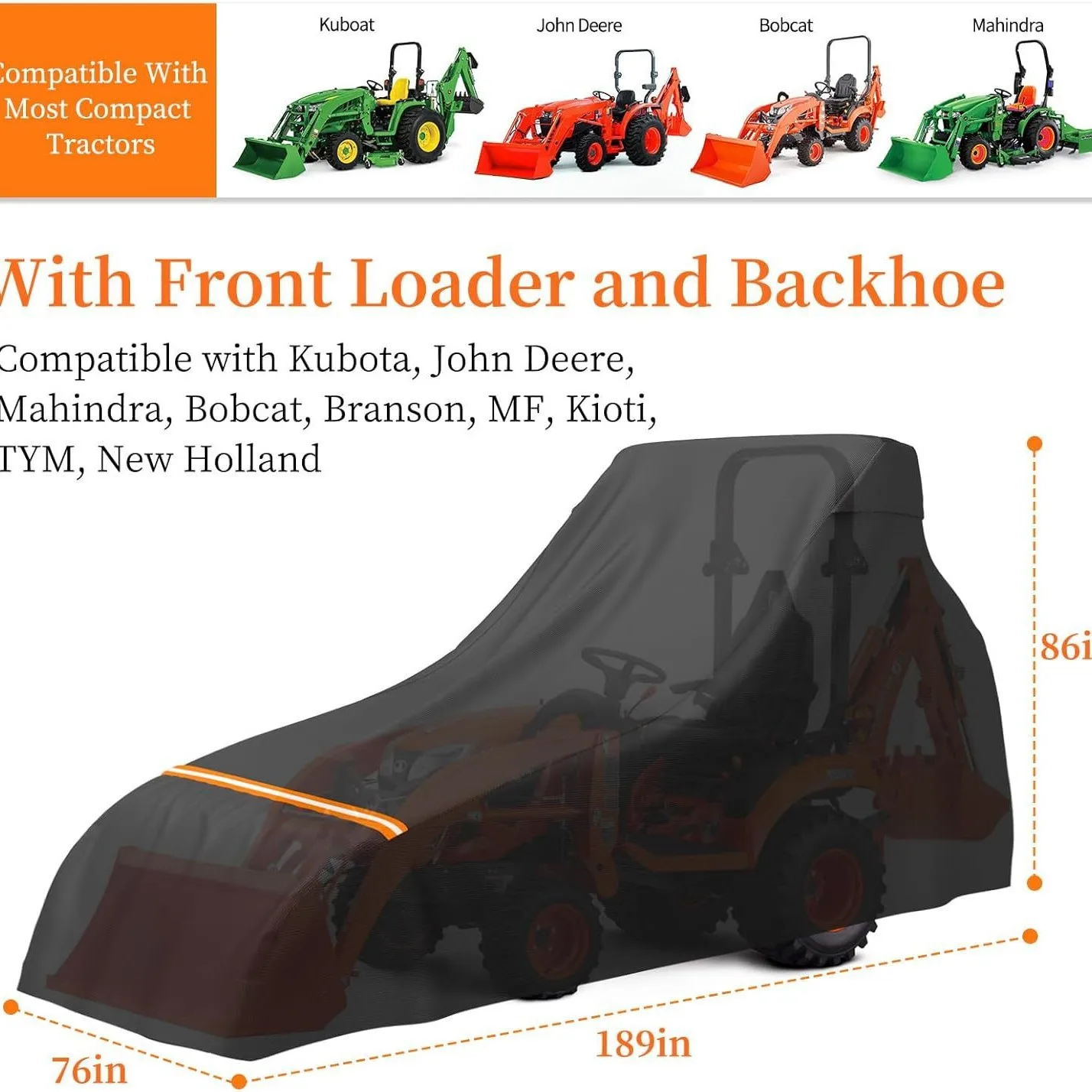 Waterproof Heavy Duty UV Resistant Tractor Cover with Buckle for Compact Tractor