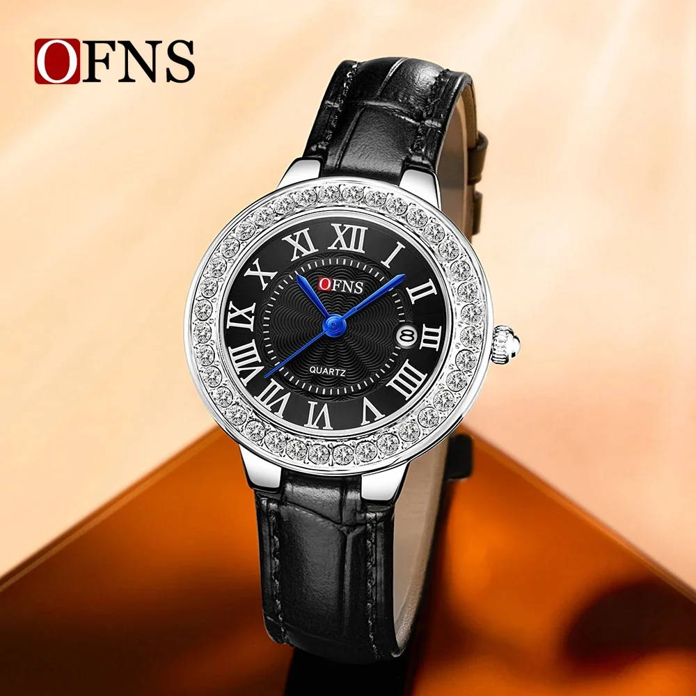 2025OFNS 5522 nuevo reloj de lujo Para mujer con cara romana calendario con incrustaciones de diamantes Relojes de cuarzo impermeables Para mujer Relojes Para Damas