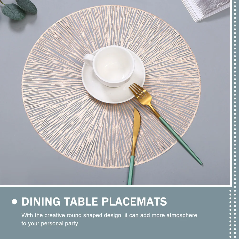 

2Pcs Heat Resistant PVC Placemats Round Cutout Tassel Decor Supple Table Mats for Dining Non Slip Insulation Kitchen Buffet