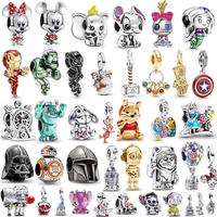New 925 Sterling Silver Mickey Minnie Vinnie Charm of ley 925 Chain Beaded Fit Original Bracelet DIY Ladies Party Gift Jewelry