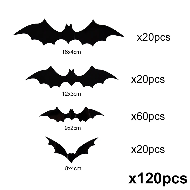 Halloween 3D Black Bat Wall Stickers Home Room Indoor DIY Decoration Scary Props Kids Party Favors Wall Decals Window Sticker