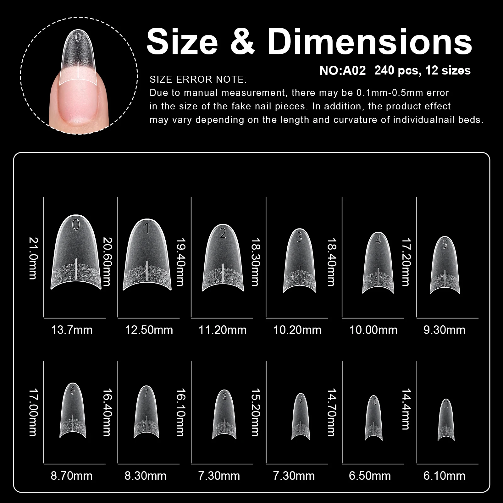 240 Stück kurze, mandelförmige Soft-Gel-X-Nagelspitzen, Full Cover Coffin Stiletto, mattierte, künstliche Nägel zum Aufkleben, DIY Salon Maniküre – Detail 13