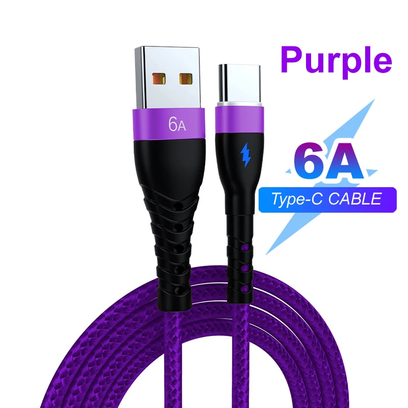 66W 6A Fast Charger Type C Kabel Usb C 1M 2M 3M Nylon Kabel Voor Iphone 13 12 Xiaomi Huawei Samsung Ipad Voor Iphone Charger Cable