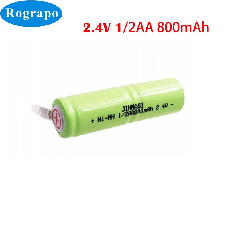 1-3PCS 800mah 2.4V 1/2AA ni-mh rechargeable battery 1/2 AA nimh cell with welding tabs for electric shaver razor toothbrush