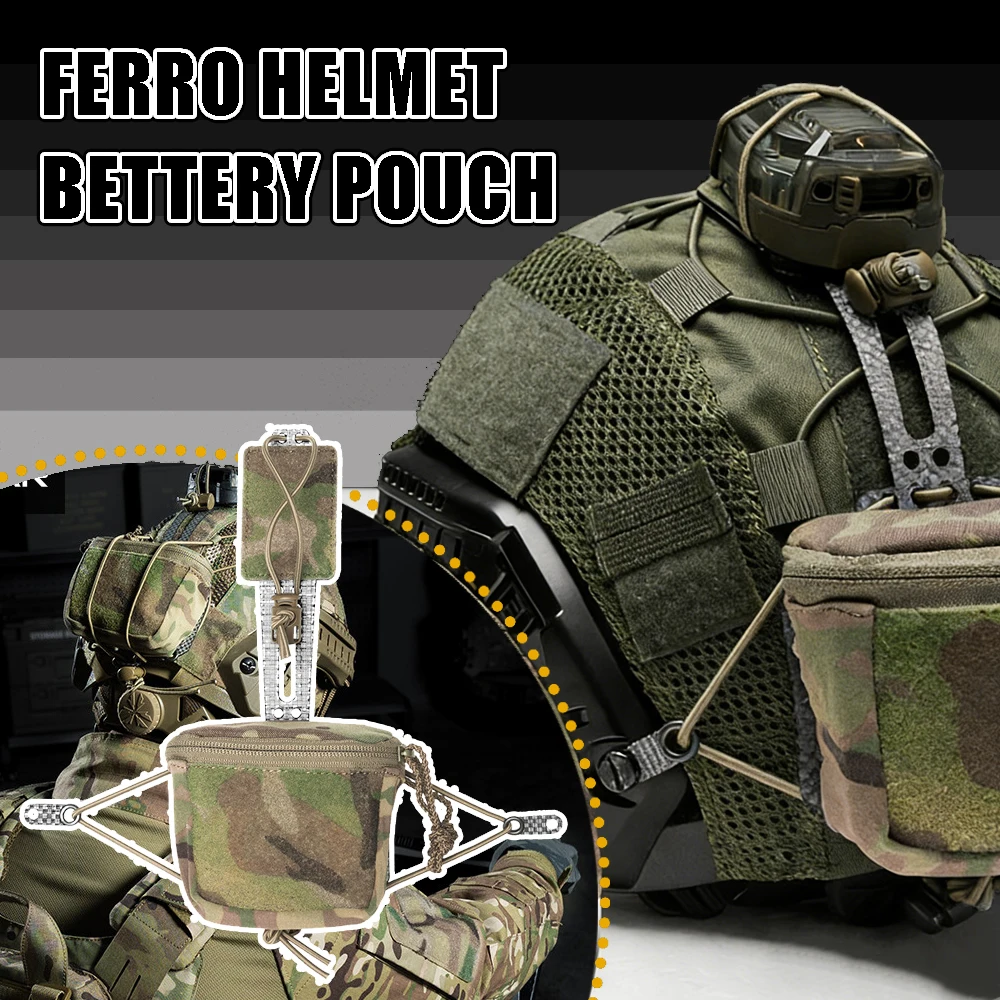 Tactical Ferro Helmet Battery Pouch NVG Battery Holder Storage Bag Adjustable T-Shaped Helmet Counterweight Bag Retention System
