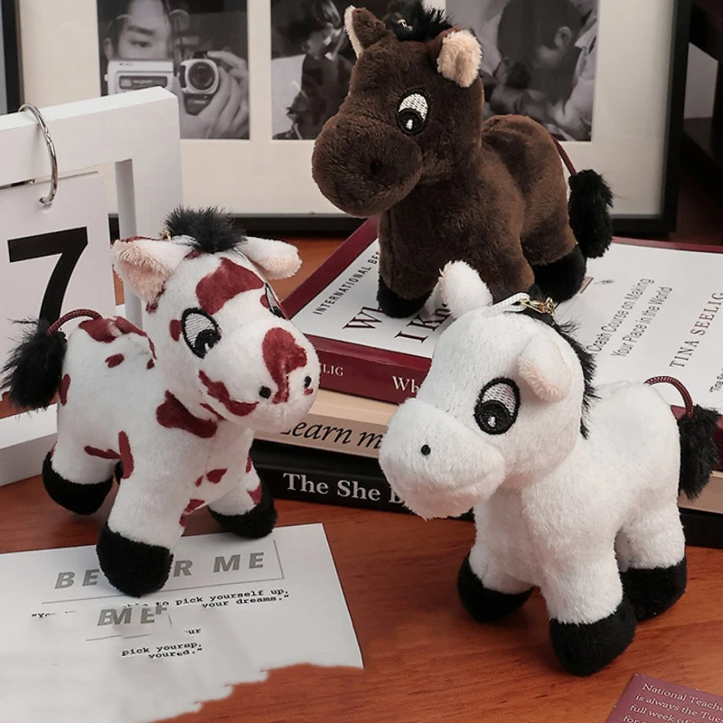 Novos cavalos brinquedos de pelúcia chaveiro pendurado decoração ​ ​ Animal de pelúcia cavalo chaveiro bonito pônei boneca mochila ornamentos pingente crianças brinquedo