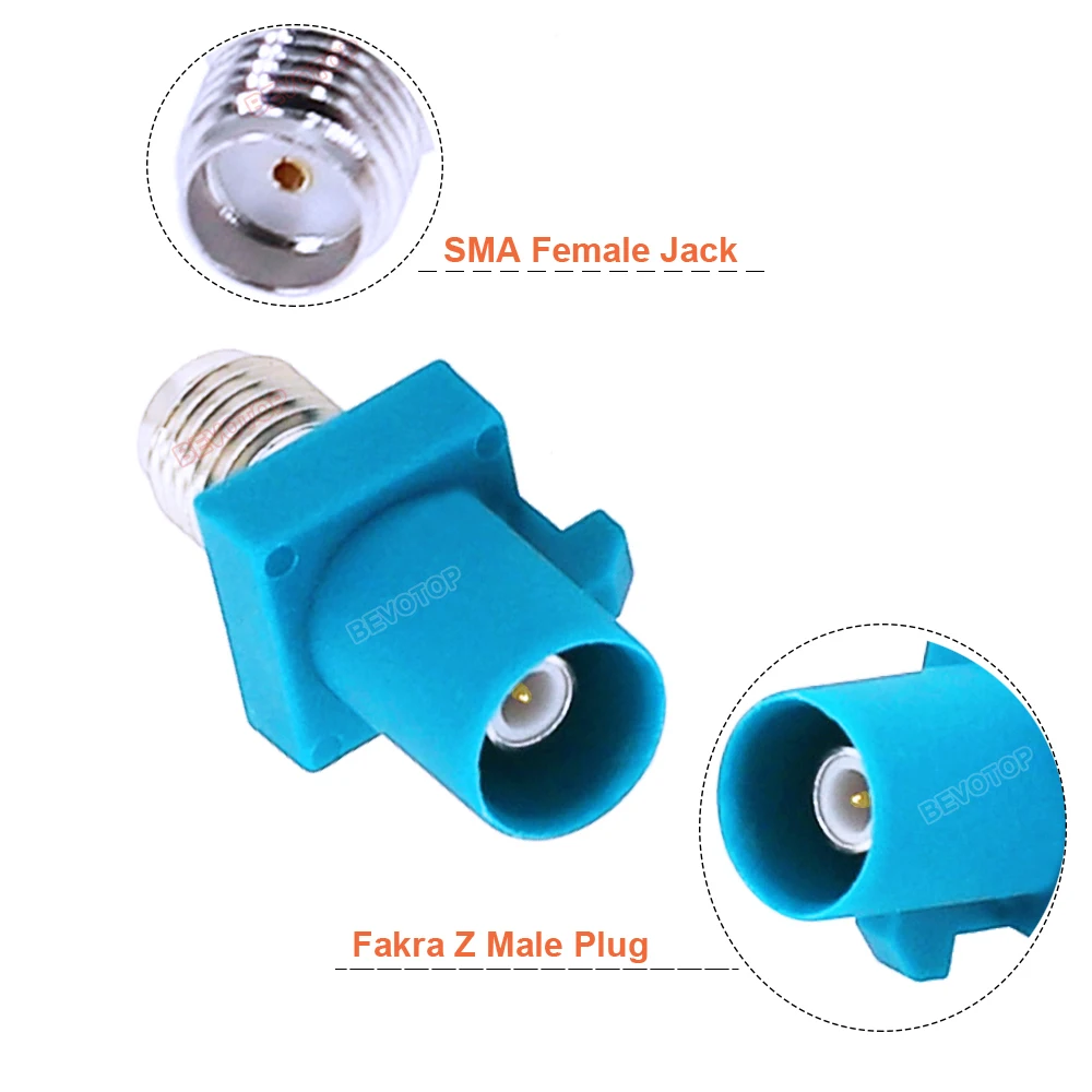 2PCS/LOT RF Adapter Fakra Z Male to SMA Male/ Female Straight Adaptor 50 Ohm RF Coaxial Converter BEVOTOP Connector