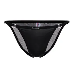 Howe Ray Thin Ice Silk Sexy Men's Underwear Briefs Penis Pouch Panties Swim Bikini String Strap Adjust Translucent Lingerie