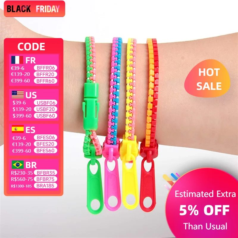 Children's Two-color Zipper Bracelet Personality Hand Link Birthday Novel and Funny Gift Sensory Toys Stress Relief Fidget