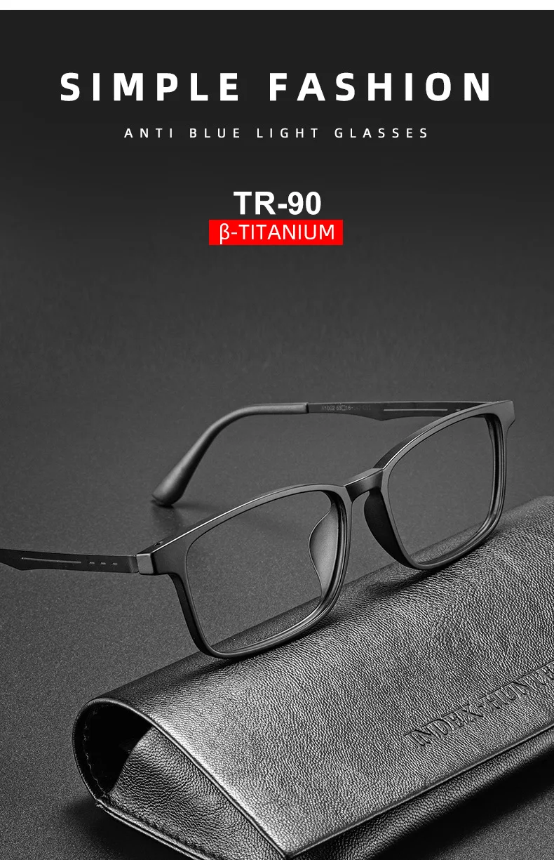 BEMORE Fashion TR Rectangle Prescription Glasses for Men Anti Blue Light/Photochromic Multifocal Lightweight Optical Eyeglasses