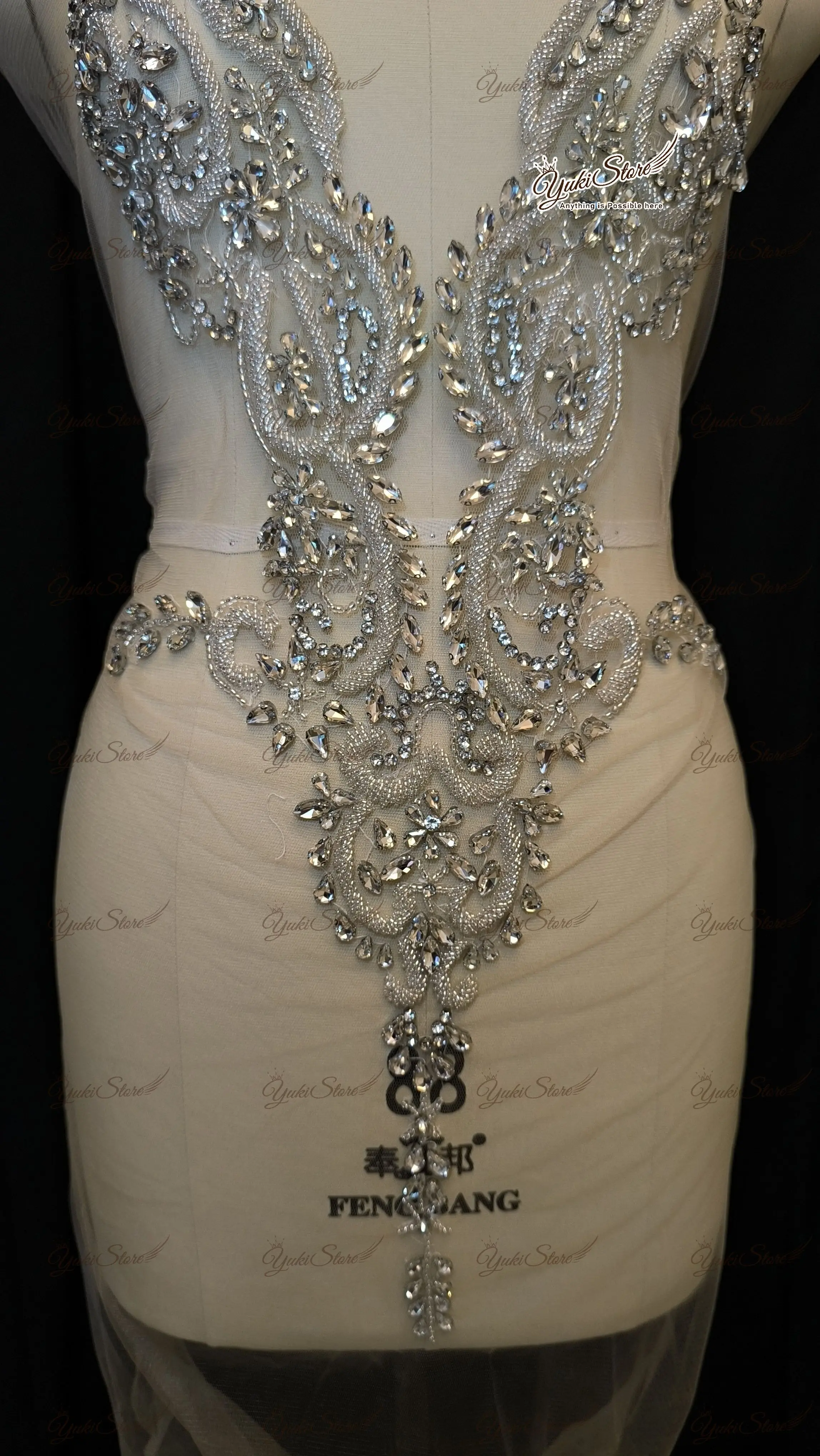 Silber handgemachte bling bling Party Abschluss ball Frauen Kleid verziert Kristall Panel Mieder und V-Form Strass Applikationen jy079