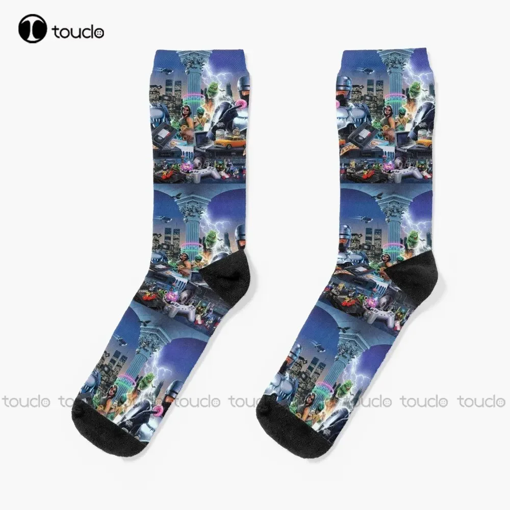 Videodrome Action Socks Personalized Custom Unisex Adult Teen Youth Street Skateboard Socks Custom Gift Funny Art