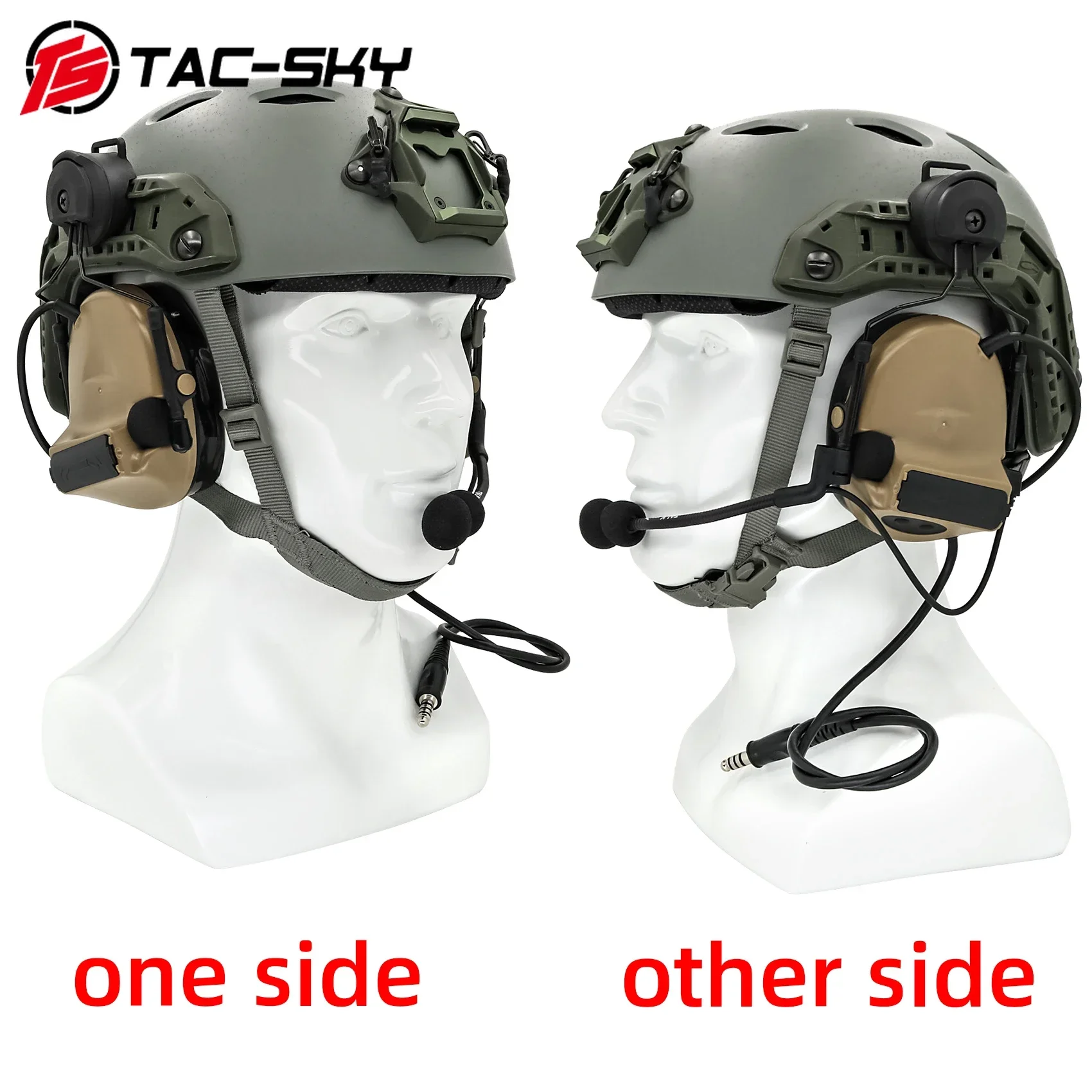 TAC-SKY Tactical Headset TSCII Hearing Protection Shooting Electronic Earmuffs With ARC Rail Bracket and 94ptt for Baofeng