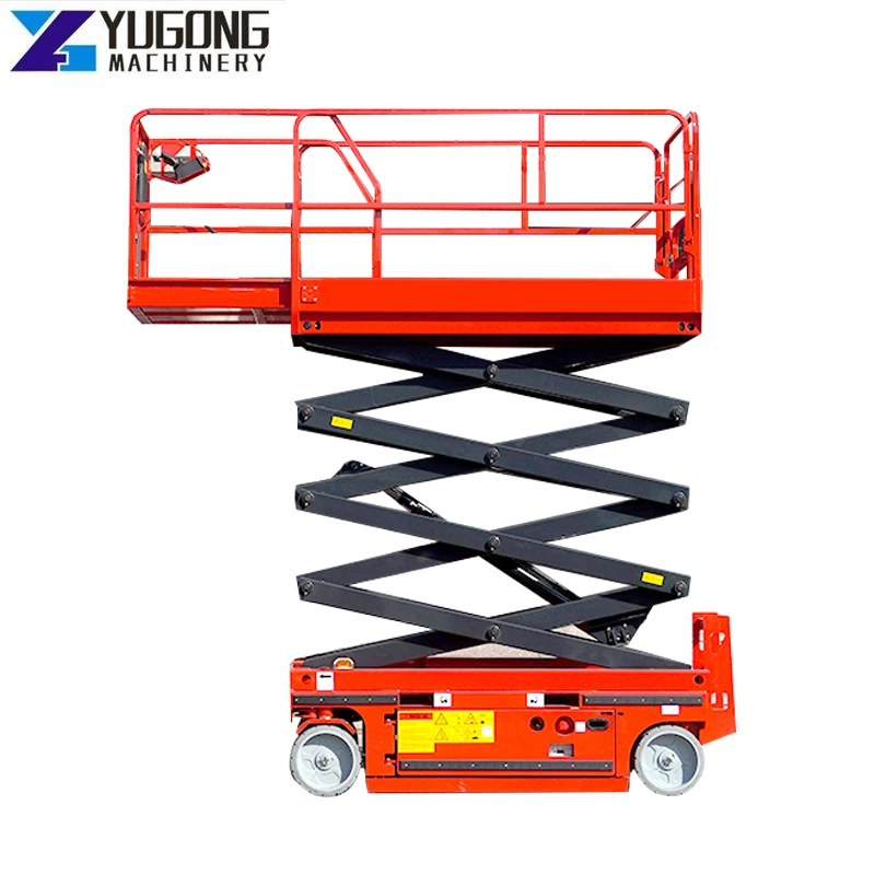 YG 6-12M 15M Scissor Lift Trailer Lift Aerial Work Platform Manual Hydraulic Lifting Platform Rough Terrain Scissor Lift 110V