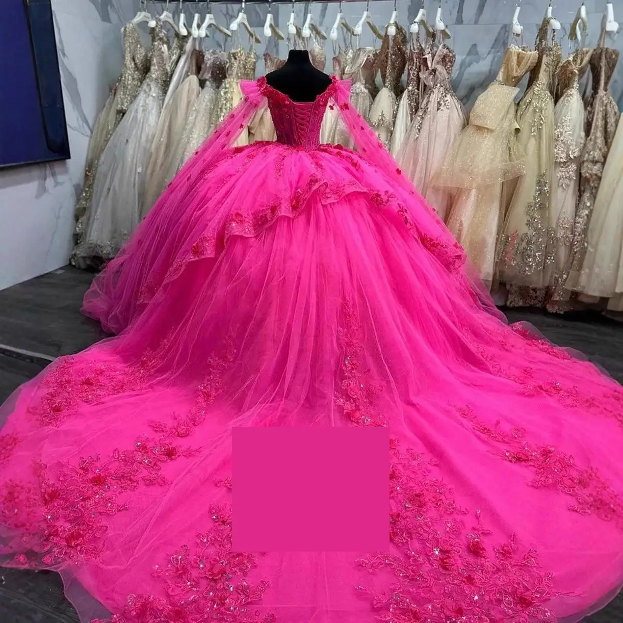 Colorful One Shoulder Wedding Dress Evening Gown Three-dimensional Decal Birthday Adult Gown Fluffy Princess Gown Customized