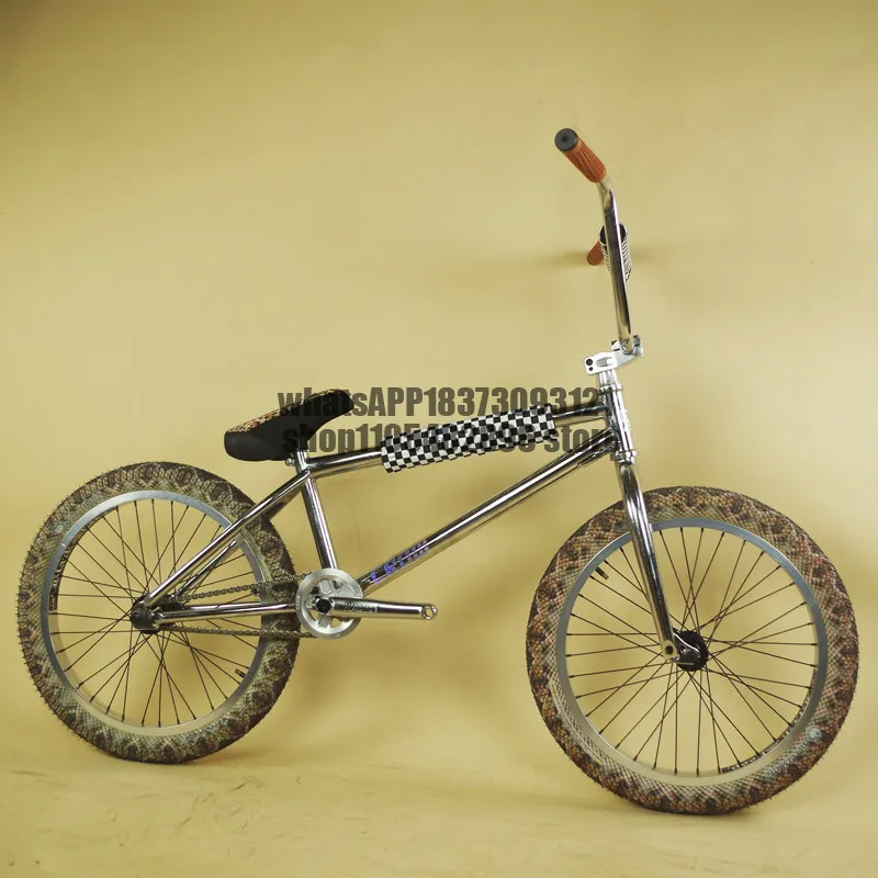 Assemble high-configuration electroplated silver 20-inch BMX BMX BMX complete vehicle, extreme street car 120-ring flower drum