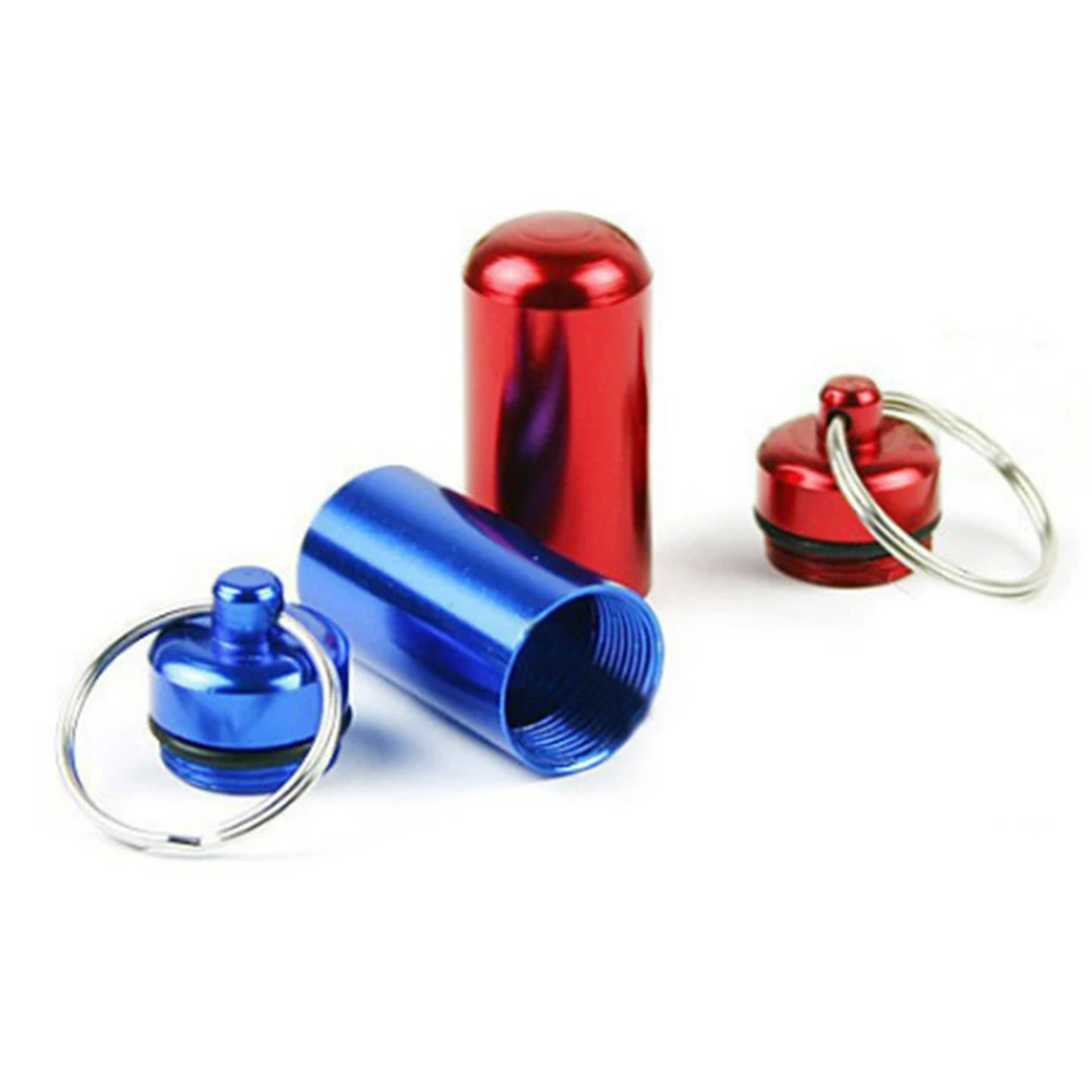 Creative Portable Mini Travel Pill Medicine Box Case Waterproof Container Keychain Capsule Bottle Key Ring Chain First Aid Gifts