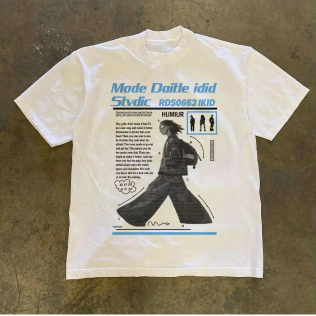 Camiseta Oversized Estampada Y2K Streetwear Urbana Verão 2026, Camiseta Casual Retrô Estética Grunge 'Made Daitle' Para Homens e Mulheres