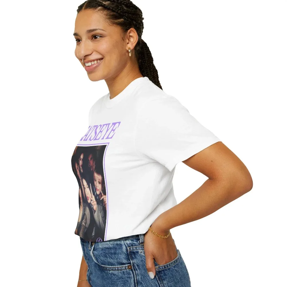 Katseye Unisex-Kurzarm-T-Shirt für Jungen und Mädchen mit K-Pop-Stylen wie Megan Daniella, Manon, Lara, Sofia und Yunchae. – Detail 7