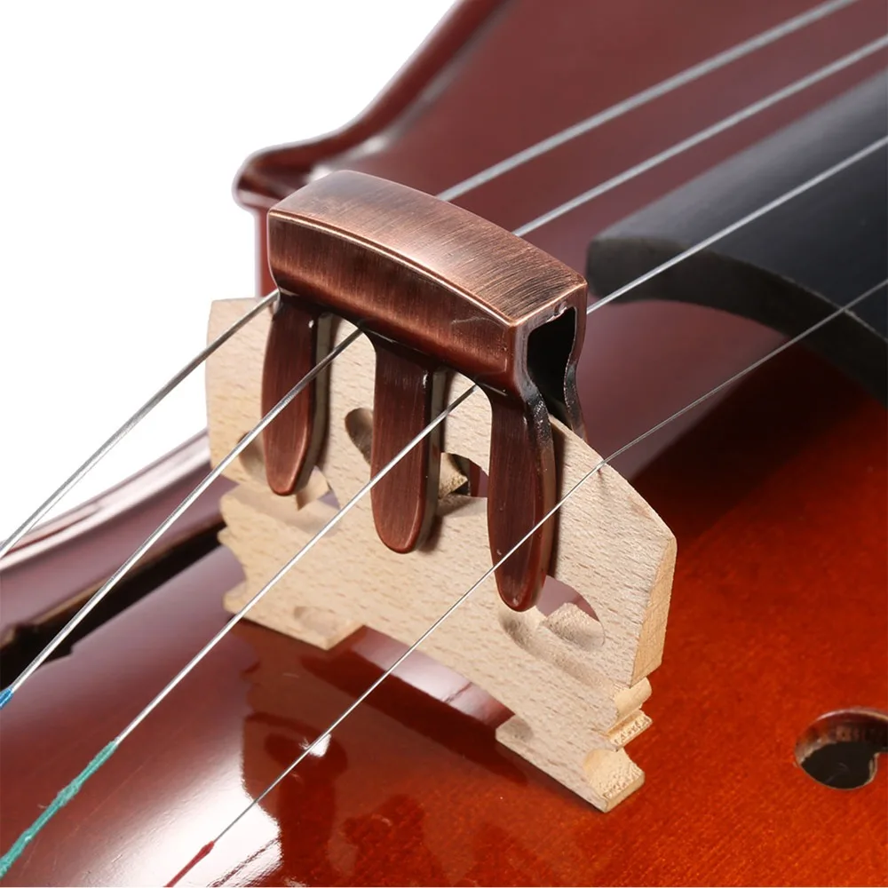 2PCS Red Copper Color Violin Practice Mute 3 Prong Design Metal Metal Violin Mute Violin Volume Reducer