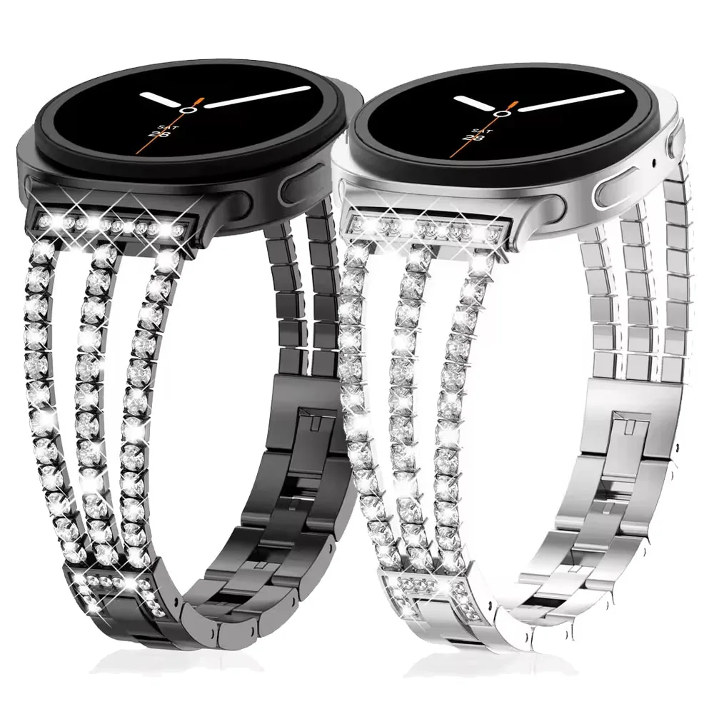 Damen-Diamant-Armband für Samsung Galaxy Watch 9 8 44mm 40mm Metallarmband für Galaxy Watch 8 Classic 46mm Kettenarmband Correa