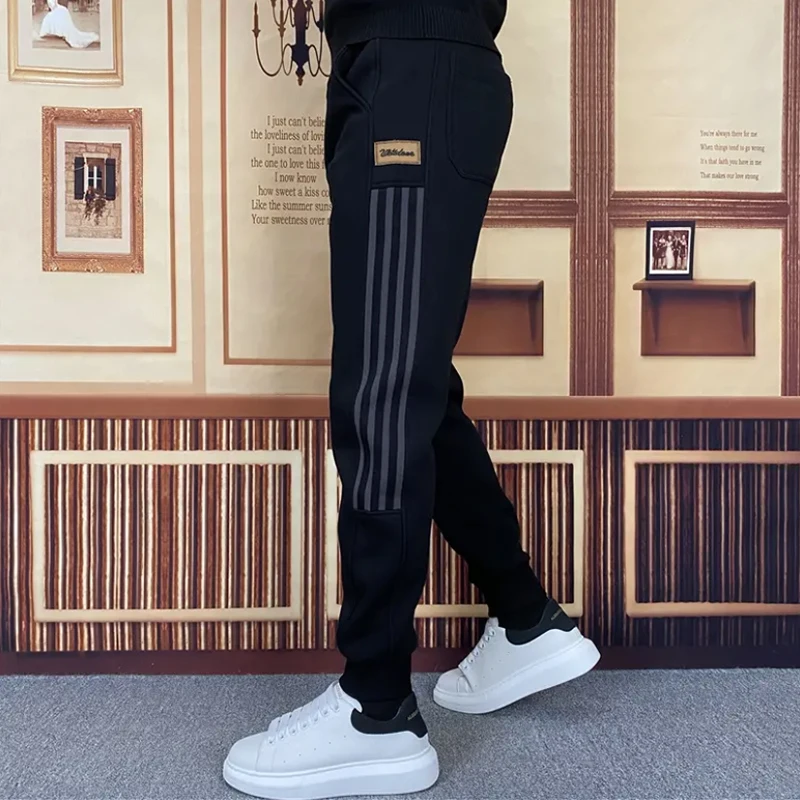 

Мужские спортивные брюки с утеплением, облегающие, на осень-весну, карго, с низкой посадкой, из полиэфирного волокна, молодежные повседневные брюки