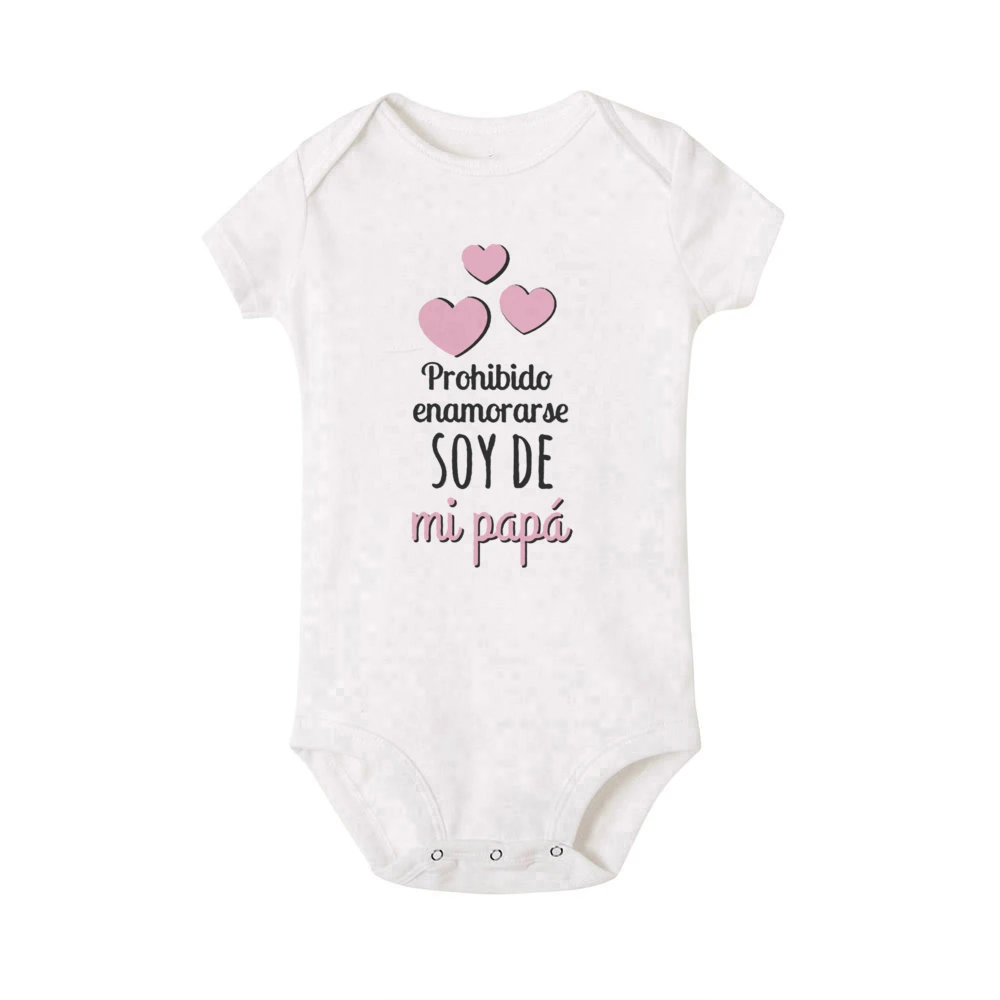 No Falling in Love I\'m My Dad\'s Spanish Printed Baby Bodysuit Funny Newborn Jumpsuit Toddler Summer Clothes Infant Shower Gifts