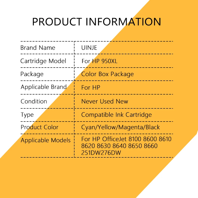 Imagem -06 - Cartucho de Tinta para hp Office Jet Pro 950xl 951xl 950 951 xl 8100 8600 8610 8615 8620 8625 8630 251dw 276dw Tinta da Impressora